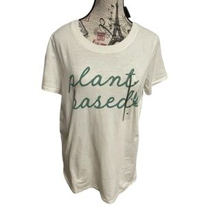Eco-Friendly White Tee with Green Print - plant based